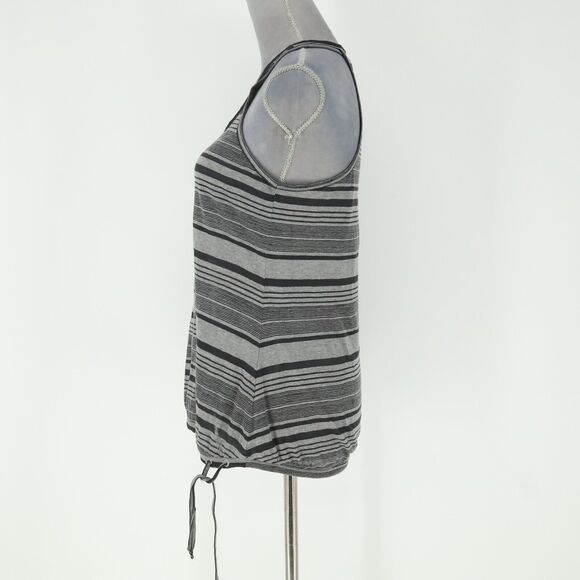 Athleta Top Womens Small Gray Semi Sheer Lightweight Drawstring Hem Racerback - Picture 5 of 10